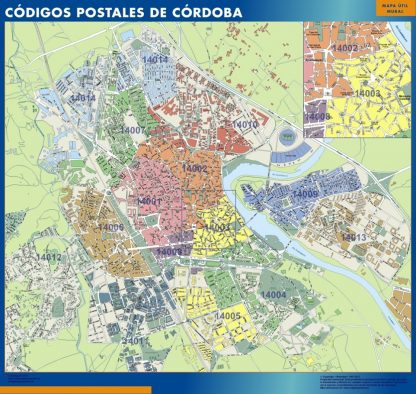 Cordoba códigos postales enmarcado plastificado 