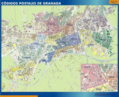 Granada códigos postales enmarcado plastificado 