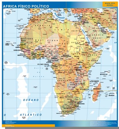 Mapa Africa enmarcado plastificado 