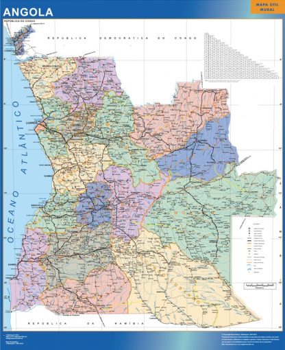 Mapa Angola enmarcado plastificado 