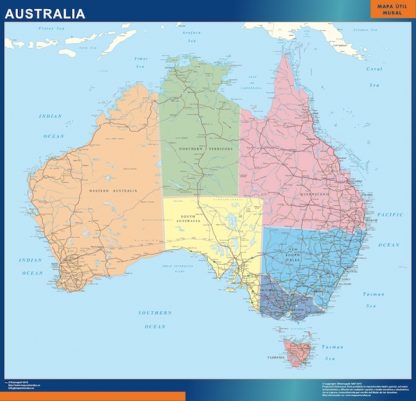 Mapa Australia enmarcado plastificado 