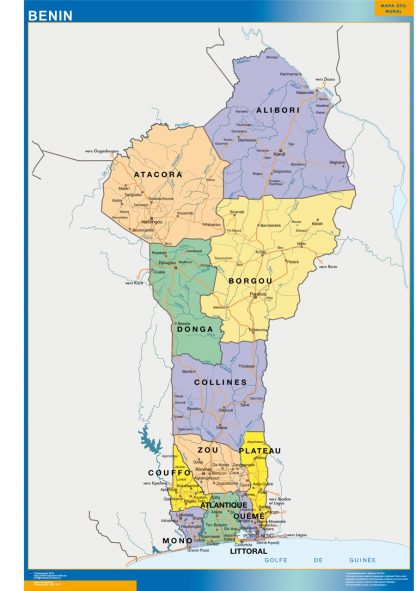 Mapa Benin enmarcado plastificado 