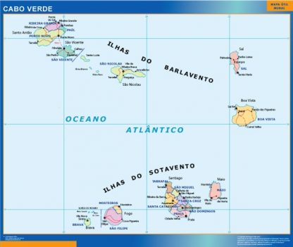 Mapa Cabo Verde enmarcado plastificado 