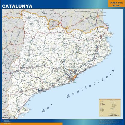 Mapa Cataluña carreteras enmarcado plastificado 