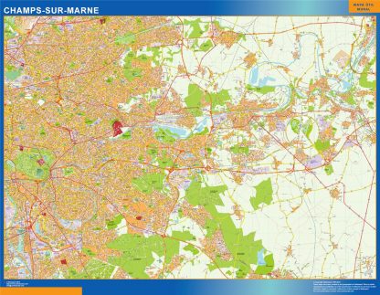 Mapa Champs Sur Marne en Francia enmarcado plastificado