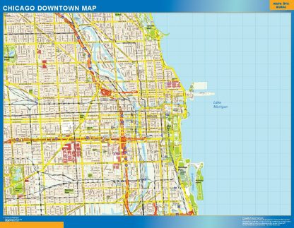 Mapa Chicago downtown enmarcado plastificado 