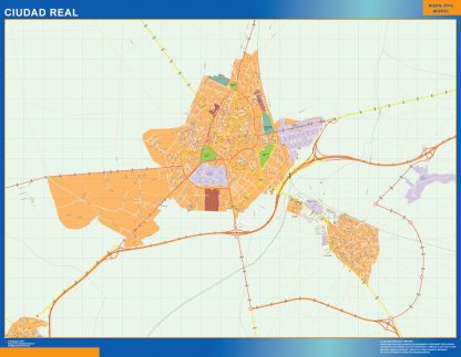 Mapa Ciudad Real callejero enmarcado plastificado 