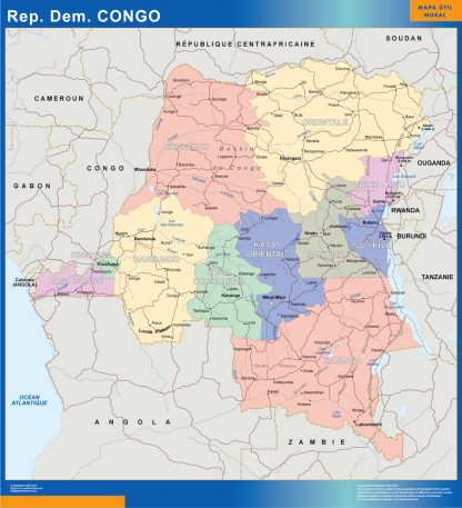 Mapa Congo enmarcado plastificado
