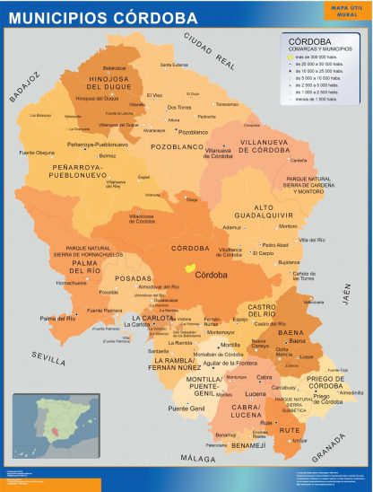 Mapa Cordoba por municipios enmarcado plastificado 