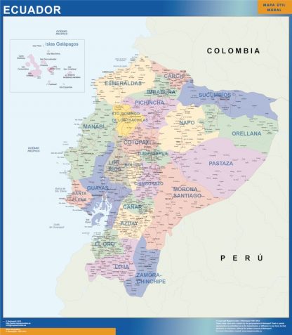 Mapa Ecuador enmarcado plastificado 