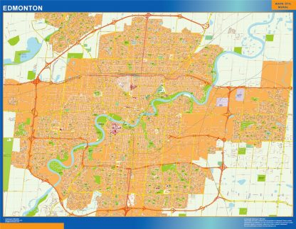 Mapa Edmonton en Canada enmarcado plastificado