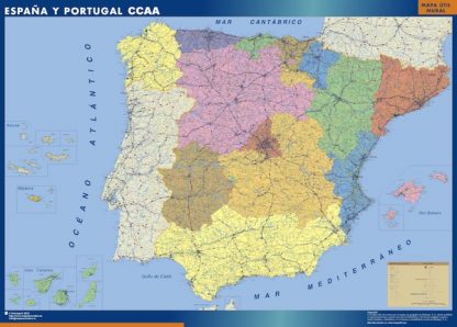 Mapa Espana Autonomias enmarcado plastificado 