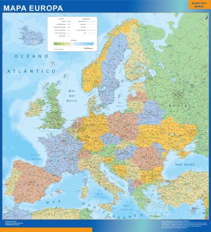 Mapa Europa Politico enmarcado plastificado