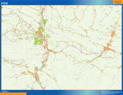 Mapa Foix en Francia enmarcado plastificado