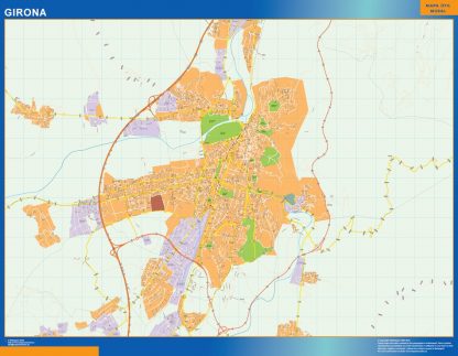 Mapa Girona callejero enmarcado plastificado 