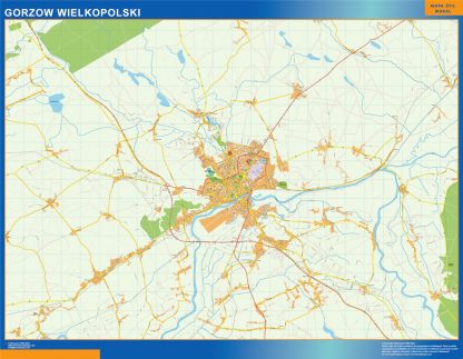 Mapa Gorzow Wielkopolski Polonia enmarcado plastificado 