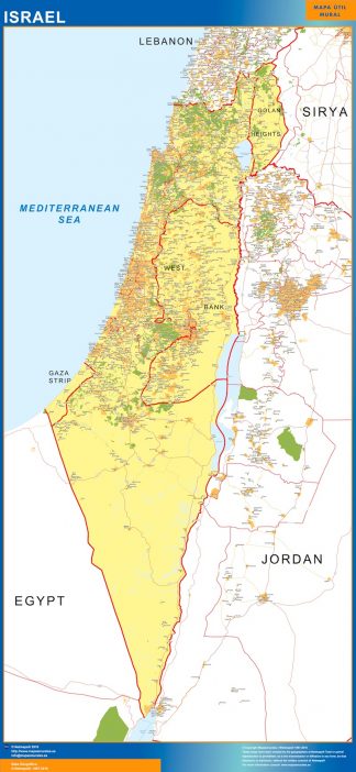 Mapa Israel enmarcado plastificado