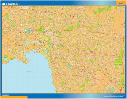Mapa Melbourne Australia enmarcado plastificado
