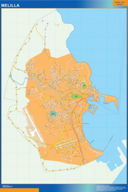 Mapa Melilla callejero enmarcado plastificado