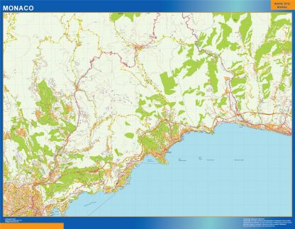 Mapa Monaco en Francia enmarcado plastificado