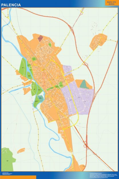 Mapa Palencia callejero enmarcado plastificado