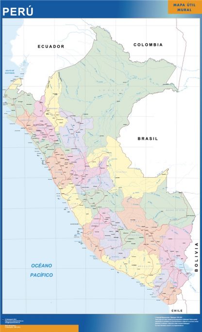 Mapa Peru enmarcado plastificado