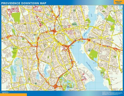 Mapa Providence downtown enmarcado plastificado 