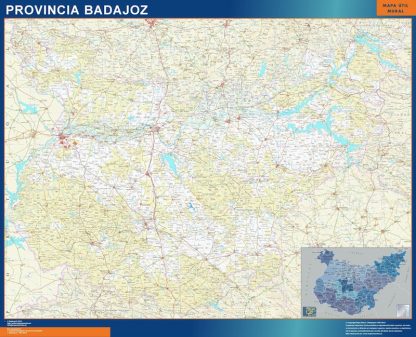 Mapa Provincia Badajoz enmarcado plastificado 