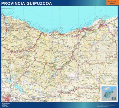 Mapa Provincia Guipuzcoa enmarcado plastificado