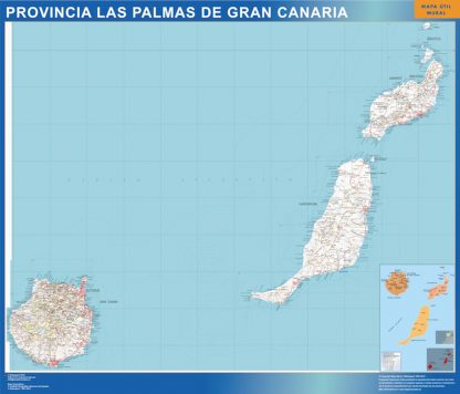 Mapa Provincia Las Palmas Gran Canaria enmarcado plastificado