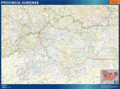 Mapa Provincia Ourense enmarcado plastificado
