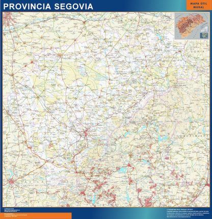 Mapa Provincia Segovia enmarcado plastificado