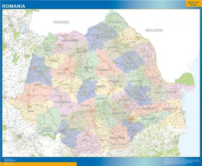 Mapa Rumania enmarcado plastificado 