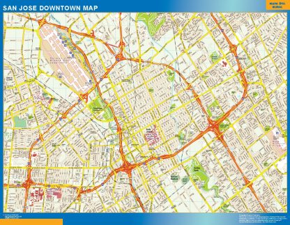 Mapa San Jose downtown enmarcado plastificado 