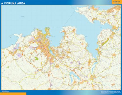 Mapa carreteras A Coruna Area enmarcado plastificado