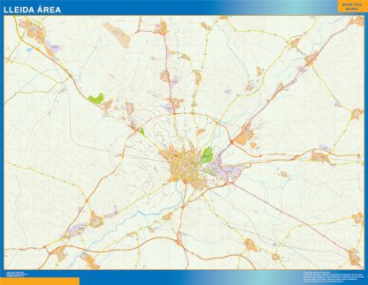 Mapa carreteras Lleida Area enmarcado plastificado 