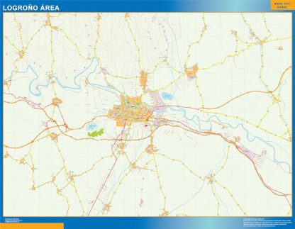 Mapa carreteras Logrono Area enmarcado plastificado 