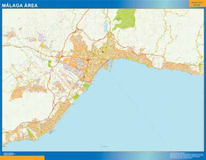 Mapa carreteras Malaga Area enmarcado plastificado 