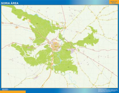 Mapa carreteras Soria Area enmarcado plastificado 