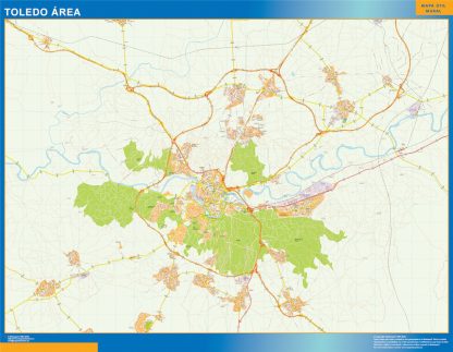 Mapa carreteras Toledo Area enmarcado plastificado 