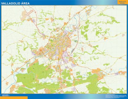 Mapa carreteras Valladolid Area enmarcado plastificado 