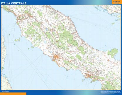 Mapa centro Italia carreteras enmarcado plastificado