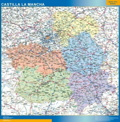 Mapa de Castilla La Mancha enmarcado plastificado 