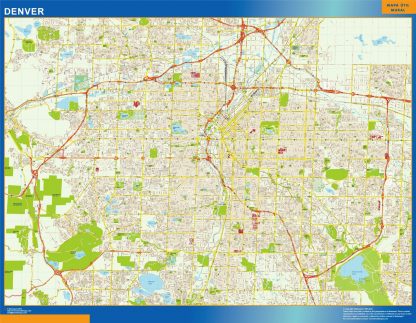 Mapa de Denver enmarcado plastificado