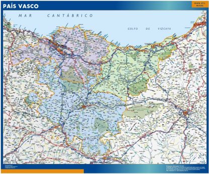 Mapa de Pais Vasco enmarcado plastificado