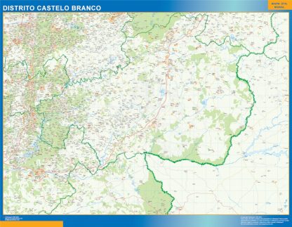 Mapa distrito Castelo Branco enmarcado plastificado