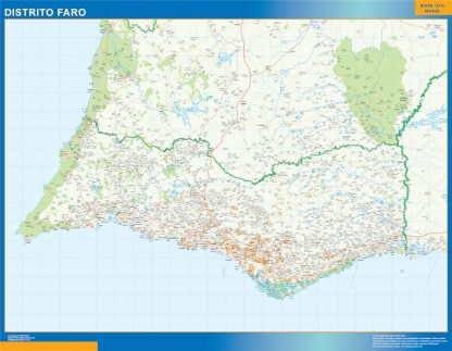 Mapa distrito Faro enmarcado plastificado