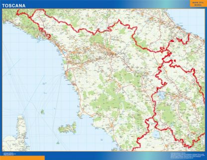 Mapa región Toscana enmarcado plastificado